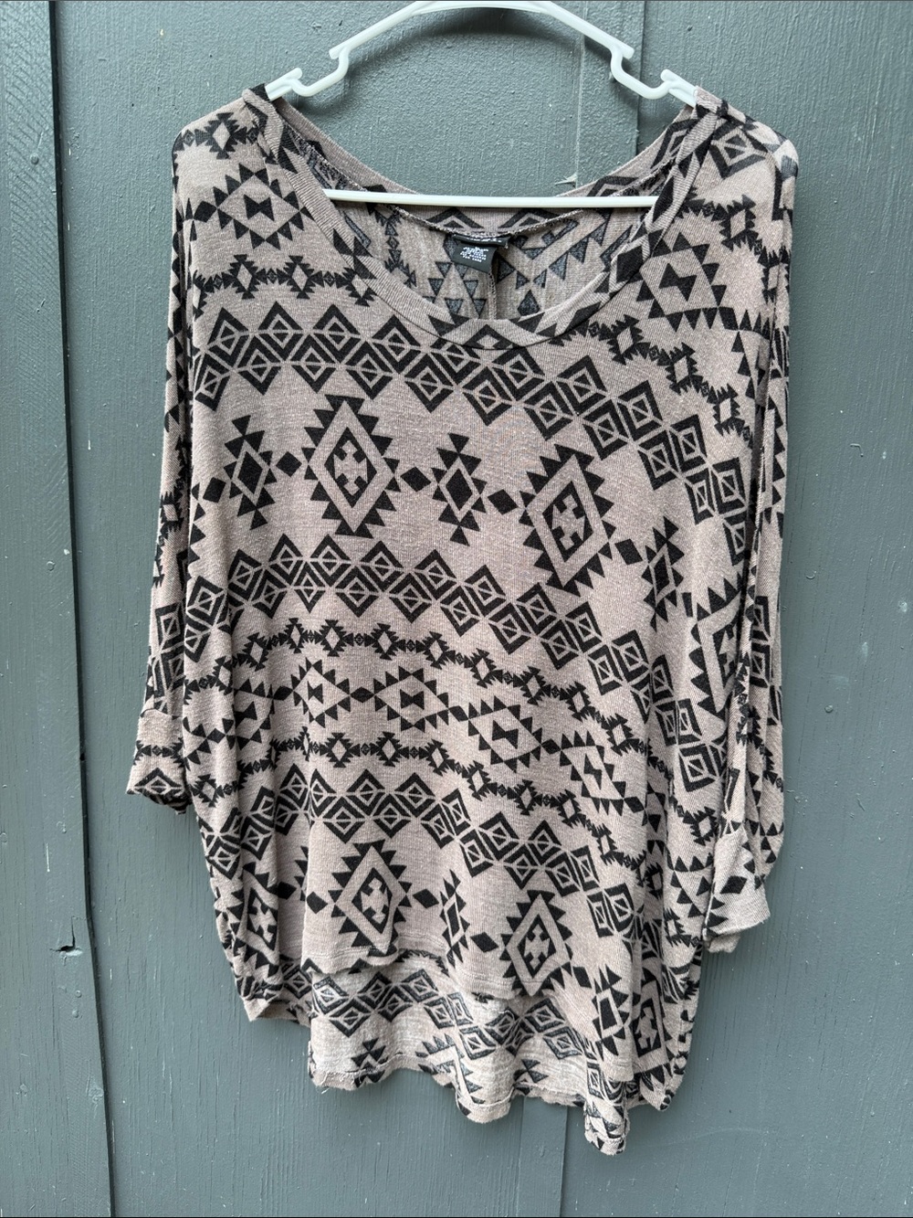 Rue21 Taupe and Black Aztec Print Tunic